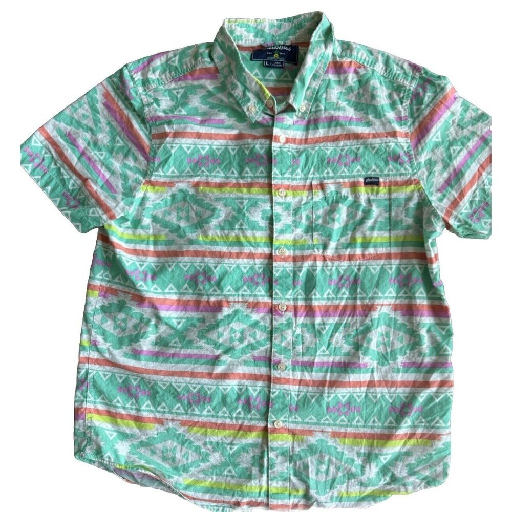 Chubbies The En Fuegos Short Sleeve Poplin Button Down Shirt Large